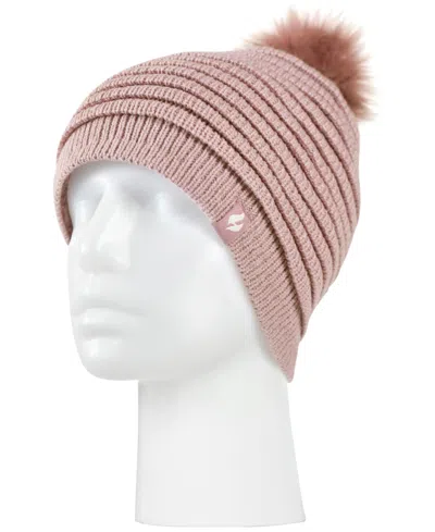 Heat Holders Women's Cannes Ribbed Pom-pom Hat In Pink