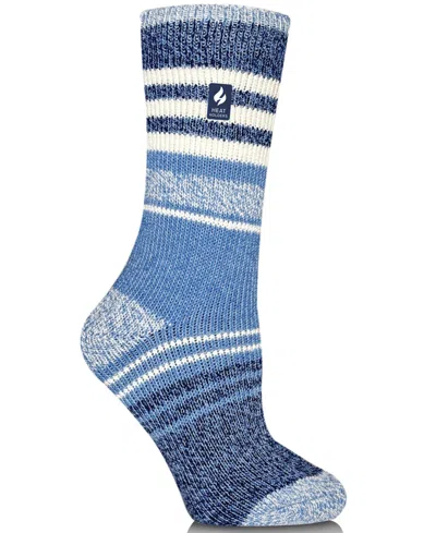Heat Holders Women's Chloe Striped Crew Socks In Blue