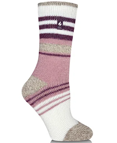 Heat Holders Women's Chloe Striped Crew Socks In Orange