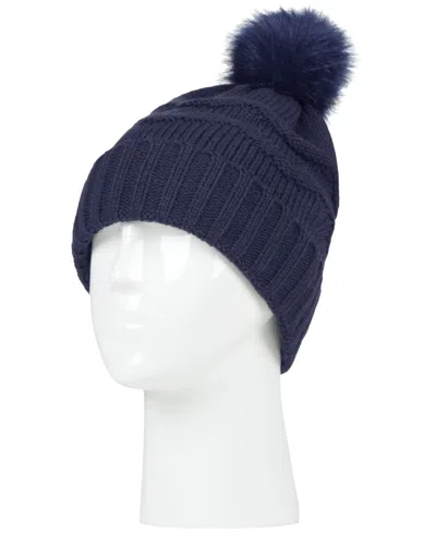 Heat Holders Women's Courtney Roll Up With Wispy Pom Hat In Navy