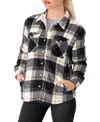 Heat Holders Women's Jacqueline Long Sleeve Plaid Shirt Jacket In Black,cream