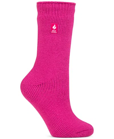 Heat Holders Women's Lite Dahlia Solid Crew Socks In Bright Pin