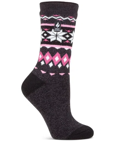 Heat Holders Women's Lite Melissa Fairisle Crew Socks In Black