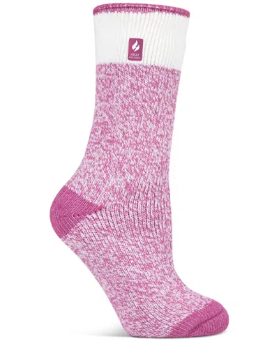 Heat Holders Women's Lite Willow Block Twist Crew Socks In Purple