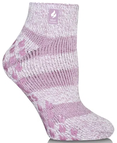 Heat Holders Women's Original Striped Ankle Socks In Pink