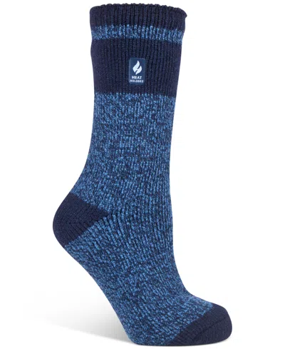 Heat Holders Women's Snowdrop Block Twist Crew Socks In Blue