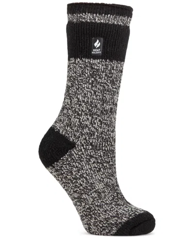 Heat Holders Women's Snowdrop Block Twist Crew Socks In Black