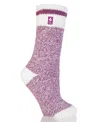 Heat Holders Women's Snowdrop Block Twist Crew Socks In Pink