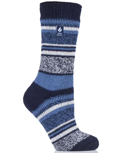Heat Holders Women's Yasmine Multi Stripe Crew Socks In Blue