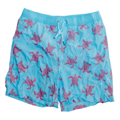 Heat Swimwear Men's Swim Trunks In Blue With Coral Turtles