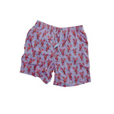 Heat Swimwear Men's Swim Trunks In Pink With Red Lobsters In Purple