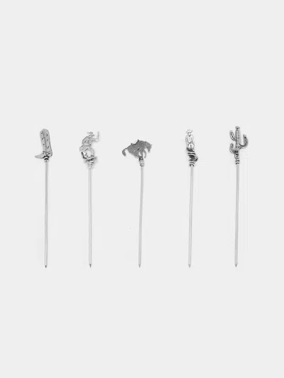 Heath Wagoner Marfa Sterling Silver Cocktail Picks (set Of 5)  Abask Gift Set In Metallic