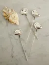 Heath Wagoner Oyster Sterling Silver Cocktail Picks (set Of 4)  Abask Gift Set In  Silver