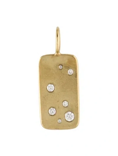 Pre-owned Heather B. Moore 14k Diamond Id Tag Pendant, 1" In Multicolor