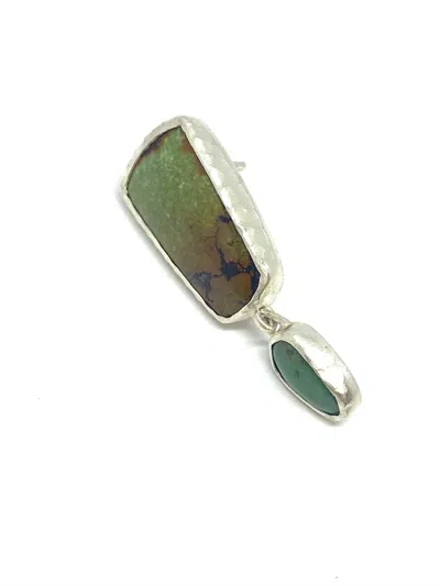 Heather Benjamin Jewelry Single Silver Drop Post Earring In Double Turquoise/silver In Green