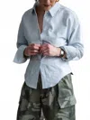 Heather Harlan Waisted Oxford Button Down Shirt In Prints In Multi
