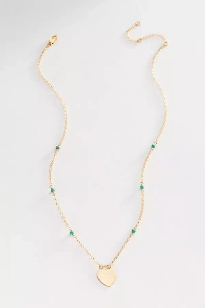 Heather Hawkins Hammered Heart Padlock Necklace In Blue