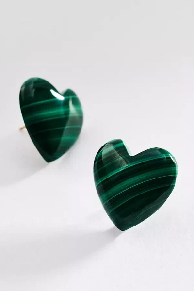 Heather Hawkins Heart Stud Earrings In Green