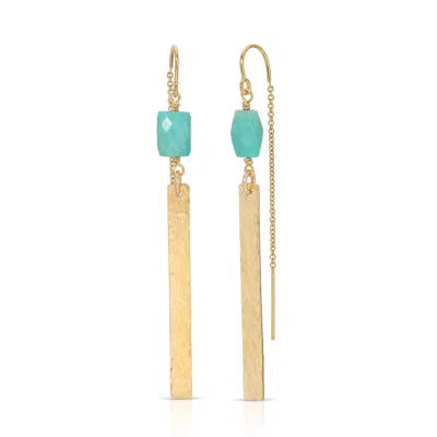 Heather Hawkins Jewelry Women's Blue Cascades Turquoise Threader Earrings - Fourteen Karat Gold-filled
