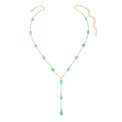 Heather Hawkins Jewelry Women's Blue Cascades Turquoise Y Necklace - Fourteen Karat Gold-filled