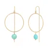 Heather Hawkins Jewelry Women's Blue Coin Gemstone Hoop Threader Earrings - Gold-filled - Genuine Turquoise In Blue