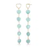 Heather Hawkins Jewelry Women's Blue Crazy On You Linear Heart Drop Earrings - Aquamarine - Goldfilled