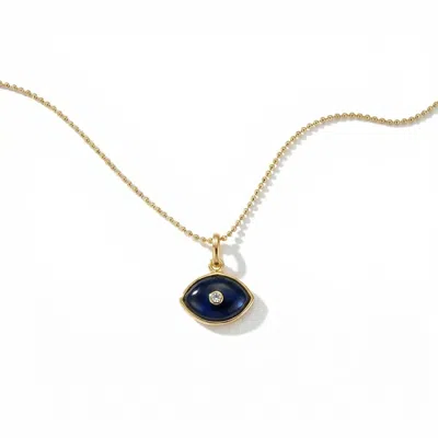 Heather Hawkins Jewelry Women's Blue Evil Eye Pendant Gold-filled Ball Chain Necklace - Iolite
