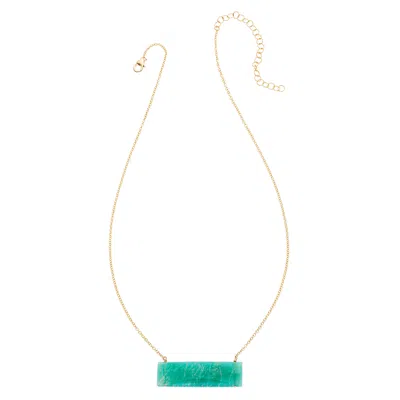 Heather Hawkins Jewelry Women's Blue Float Bar Necklace - Amazonite - Gold-filled