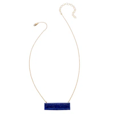 Heather Hawkins Jewelry Women's Blue Float Bar Necklace - Lapis - Goldfilled