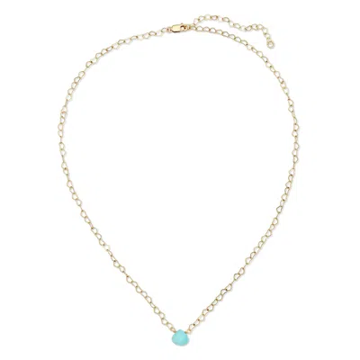 Heather Hawkins Jewelry Women's Blue Living For Love Tiny Gemstone Heart Chain Necklace - Turquoise - Goldfilled