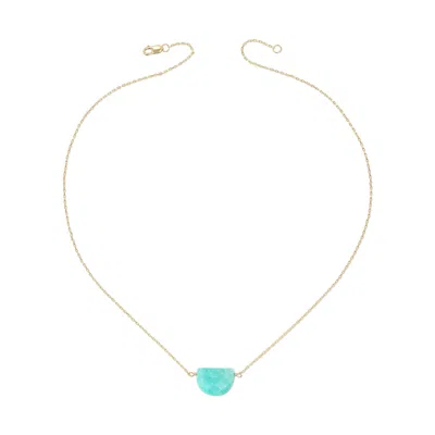 Heather Hawkins Jewelry Women's Blue Luna Moon Shaped Gemstone Necklace - Gold-filled - Amazonite
