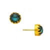Heather Hawkins Jewelry Women's Blue Maleficent Dome Gemstone Stud Earring - Labradorite - Gold Vermeil
