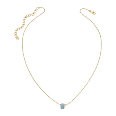 Heather Hawkins Jewelry Women's Blue Tiny Faceted Emerald Cut Gemstone Necklace - Labradorite - Goldfilled