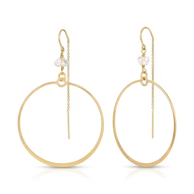 Heather Hawkins Jewelry Women's Crazy For You Threader Hoop Earrings - Herkimer Diamond Crystal - Goldfilled