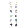 Heather Hawkins Jewelry Women's Crazy On You Linear Heart Drop Earrings - Fluorite - Goldfilled