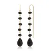 Heather Hawkins Jewelry Women's Dance For You Threader Earrings - Goldfilled - Black Spinel In Black