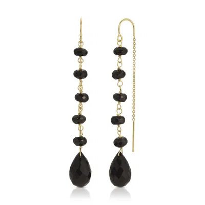 Heather Hawkins Jewelry Women's Dance For You Threader Earrings - Goldfilled - Black Spinel