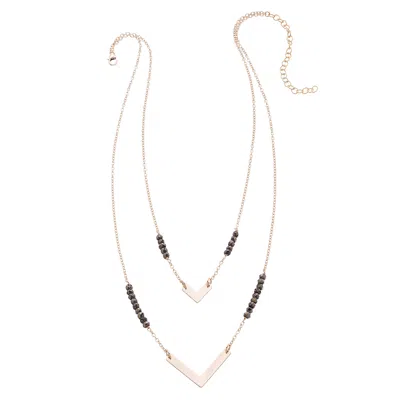 Heather Hawkins Jewelry Women's Double Chevron Necklace - Pyrite - Goldfilled