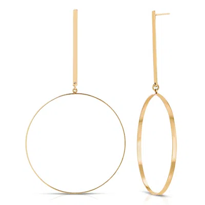 Heather Hawkins Jewelry Women's Flat Front Drop Hoop Earrings - Fourteen Karat Gold-filled