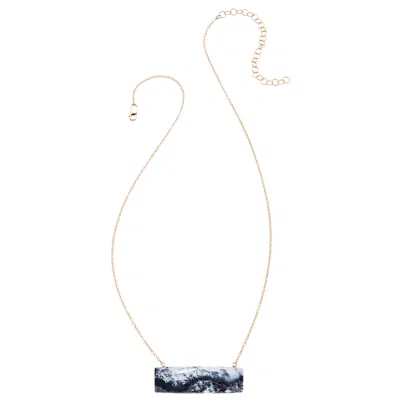 Heather Hawkins Jewelry Women's Float Bar Necklace - Dendritic Opal - Goldfilled