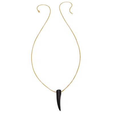 Heather Hawkins Jewelry Women's Gemstone Horn Rolo Chain Necklace - Twenty Four Inches Long - Gold-filled - Black Onyx