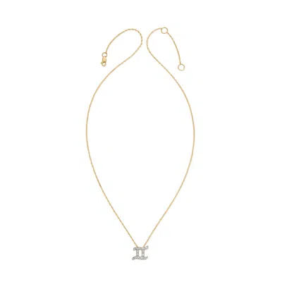 Heather Hawkins Jewelry Women's Gold Horoscope Zodiac Gemini Twins Symbol Fine Diamond Fourteen Karat Necklace