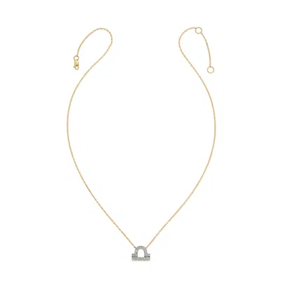 Heather Hawkins Jewelry Women's Gold Horoscope Zodiac Libra Scales Symbol Fine Diamond Fourteen Karat Necklace