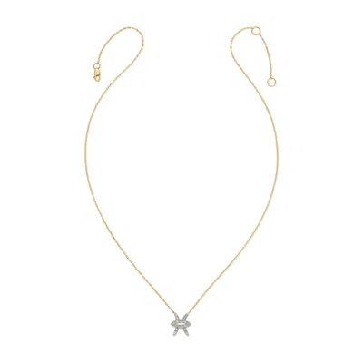Heather Hawkins Jewelry Women's Gold Horoscope Zodiac Pisces Two Fish Symbol Fine Diamond Fourteen Karat Necklace