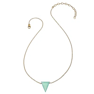 Heather Hawkins Jewelry Women's Green Small True Love Waits Necklace - Aqua Chalcedony - Goldfilled