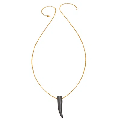 Heather Hawkins Jewelry Women's Grey Gemstone Horn Rolo Chain Necklace - Twenty Four Inches Long - Gold-filled - Hematite In Gray