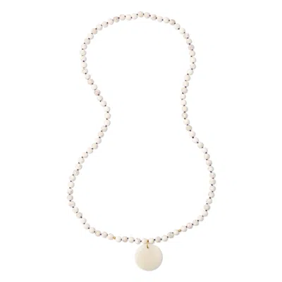 Heather Hawkins Jewelry Women's Grey Rockabye Long Pendant Gemstone Necklace - White Howlite - White Jade Pendant