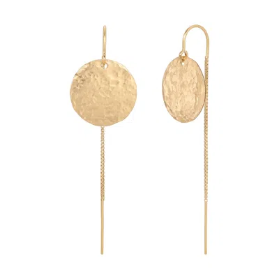 Heather Hawkins Jewelry Women's Hammered Coin Threader Earrings Fifteen Millimeters - Gold-filled