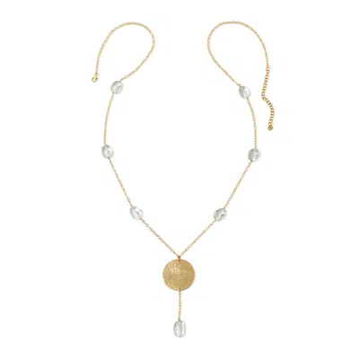 Heather Hawkins Jewelry Women's Hand Hammered Coin Gemstone Drop Necklace - Green Amethyst - Gold-filled