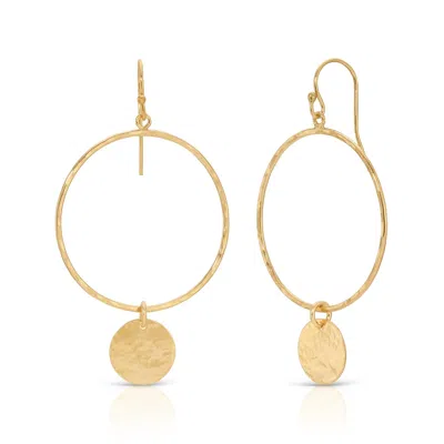 Heather Hawkins Jewelry Women's Hand Hammered Hoop Disc Earrings - Thirty Five Millimeters - Gold-filled
